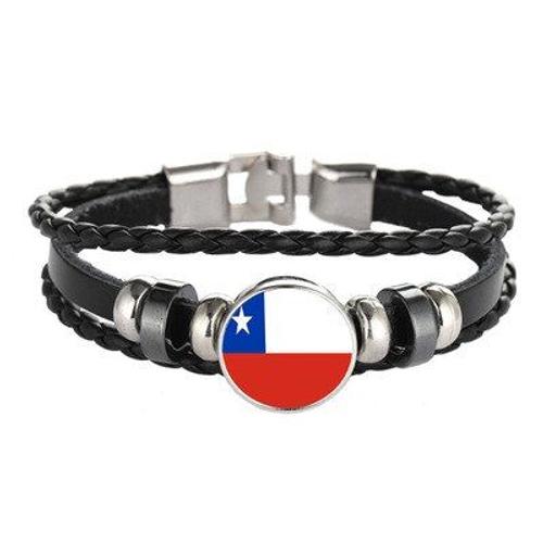 Bracelets Drapeau Du Chili Pour Hommes Et Femmes, En Cuir, À La Mode, Nouvelle Collection