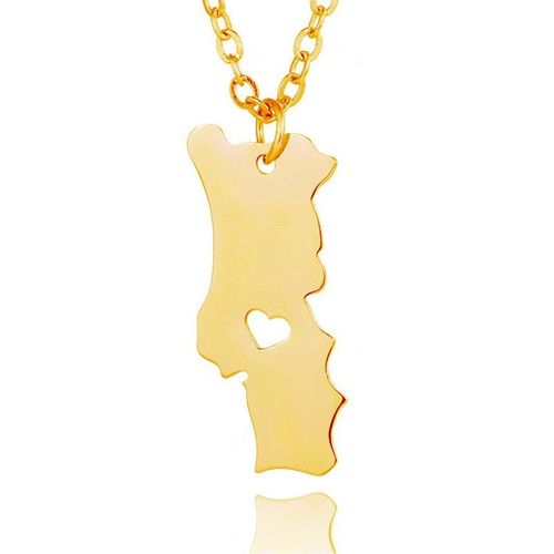 Collier Argenté Avec Pendentif Carte Du Portugal Pour Femme, Bijou Commémoratif, En Acier Inoxydable, Nouvelle Collection