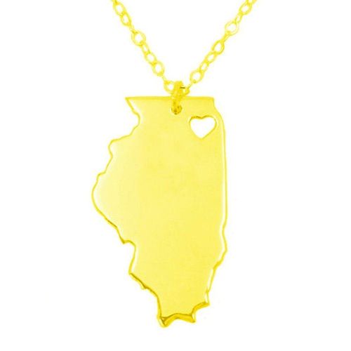Collier Doré Argenté Avec Pendentif Carte De L'californie, En Acier Inoxydable, Bijou Commémoratif