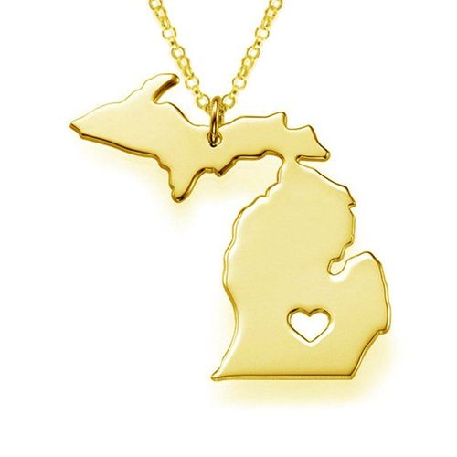 Collier Doré Et Argenté En Acier Inoxydable, Pendentif Carte Du Texas, Bijou Commémoratif