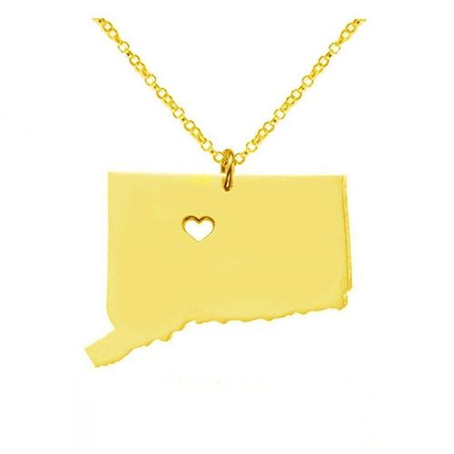 Collier Avec Pendentif Carte En Acier Inoxydable, Bijou Commémoratif, Couleur Or Argent, Nouveau Modèle