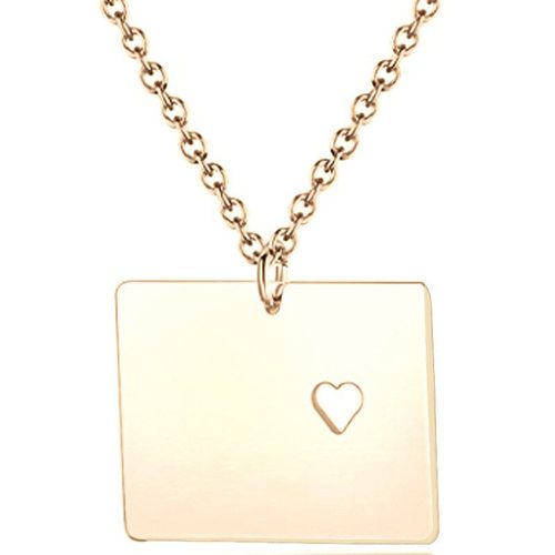 Collier Doré Et Argenté En Acier Inoxydable, Pendentif Carte Du Colorado, Bijou Commémoratif