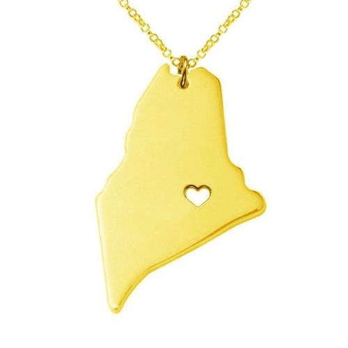 Collier Doré Et Argenté En Acier Inoxydable, Pendentif Carte Du Méné, Bijou Commémoratif