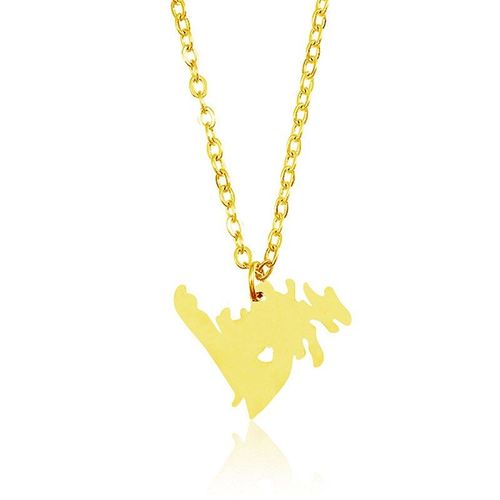 Collier Doré Et Argenté En Acier Inoxydable, Pendentif En Forme De C¿Ur Avec La Carte De La Terre Morte, Bijou Commémoratif