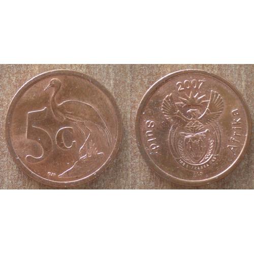 Afrique Du Sud 5 Cents 2007 South Africa Piece Oiseau Embleme