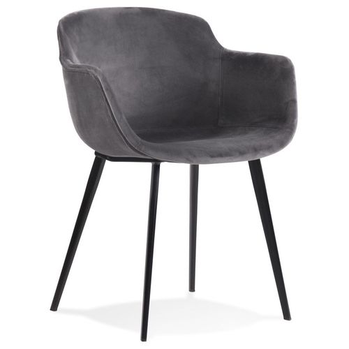 Chaise Avec Accoudoirs 'armada' En Velours Gris