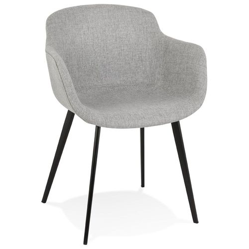 Chaise Avec Accoudoirs 'riga' En Tissu Gris Clair