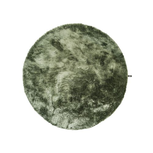 Benuta Essentials Tapis À Poils Longs Whisper Vert Diamètre 200 Cm Rond