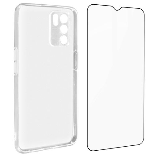Coque Oppo A16 Et A16s Silicone Souple Verre Trempé 9h Transparent Noir