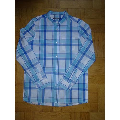 Chemise Manches Longues À Carreaux Bleu/Blanc Garçon 14 Ans