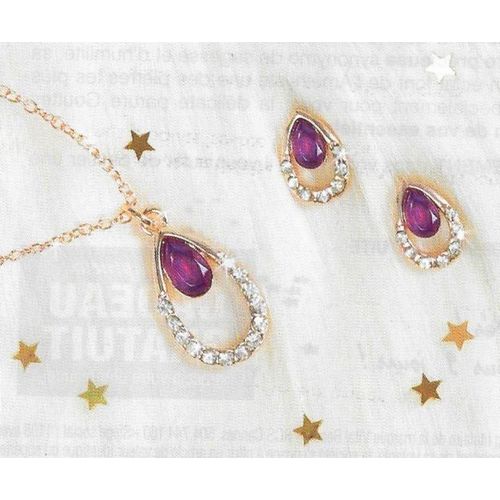 Parure Pendentif Et Boucles D Oreille Gouttes D'amethyste