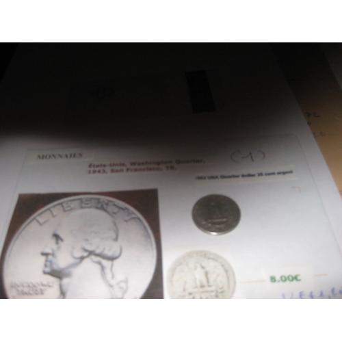 1943 Usa Quarter Dollar 25 Centimes Argent