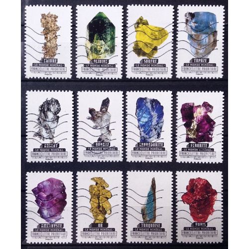 Série Le Monde Minéral - N° 1218 1219 1220 1221 1223 1224 1225 1226 1227 1228 1229 Obl - Cote 7,20 - France Année 2016 - Brn83 - N16920