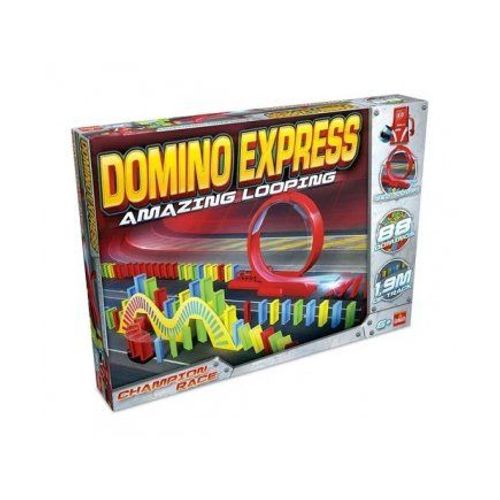 Coffret Domino Express Amazing Looping 1,9 M De Piste - Circuit Avec Looping, Double Pont, Rails Express - Jeu Construction