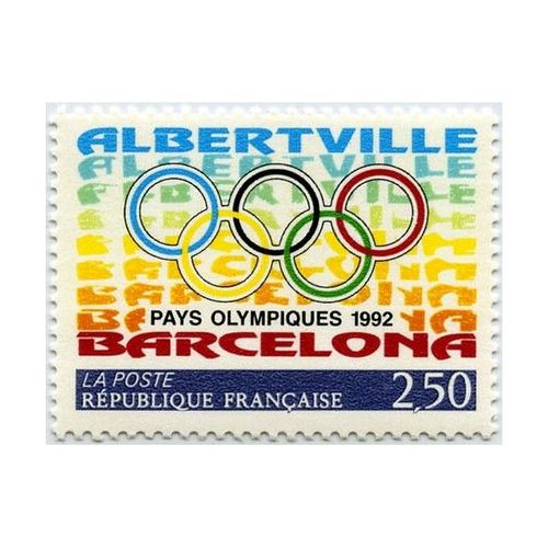1 Timbre France 1992 Neuf- Anneaux Olympiques Sur Noms "Albertville" Et "Barcelone - Yt 2760