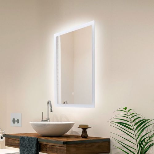 Miroir Salle De Bain Éclairée Led 15w 4200ºk 50x70cm Commutateur Tactile Dimmable 40.000h [Sun-Syj-16301]
