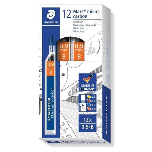 Staedtler Mars Micro Carbon 250 09-B Mine Pour Porte-Mine 0.9 Mm B - Paquet De 12 Pcs