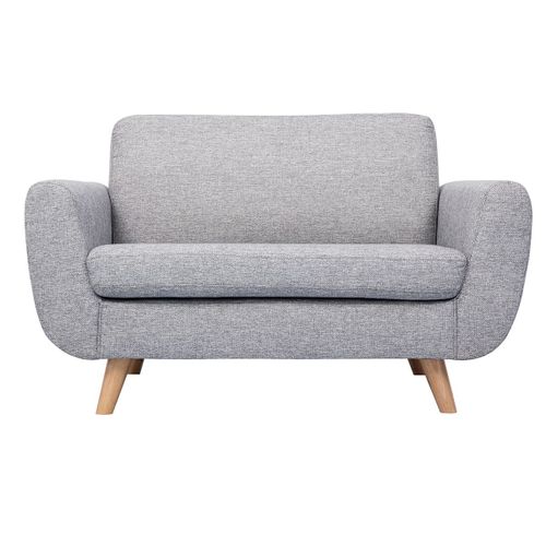 Canapé Scandinave 2 Places Gris Et Hévéa Massif Pure