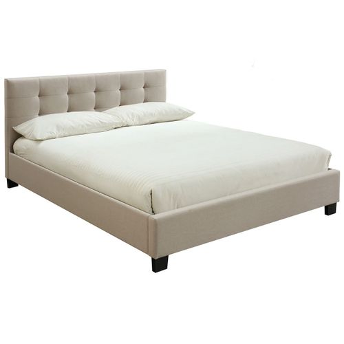 Lit 160x200 Lin Beige Capitonné Marquise