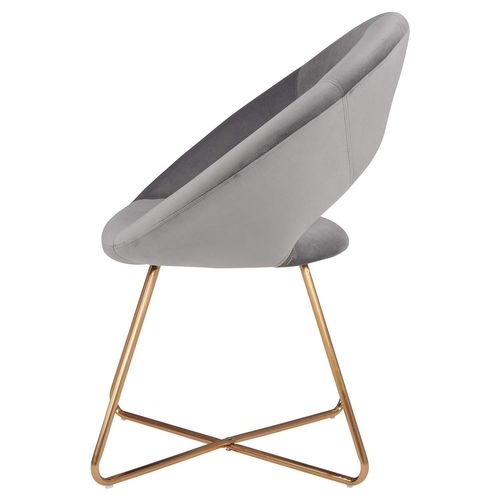 Fauteuil Chaise Lounge Design En Velours Gris Pieds En Métal Fal09039