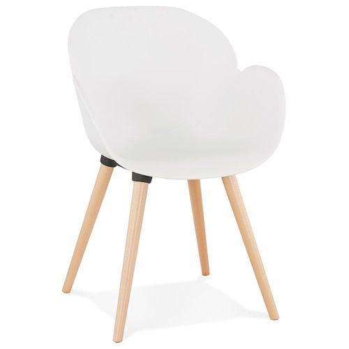 Chaise Design Scandinave 'picata' Blanche Avec Pieds En Bois