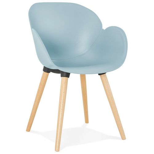 Chaise Design Scandinave 'picata' Bleue Avec Pieds En Bois
