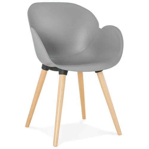 Chaise Design Scandinave 'picata' Grise Avec Pieds En Bois