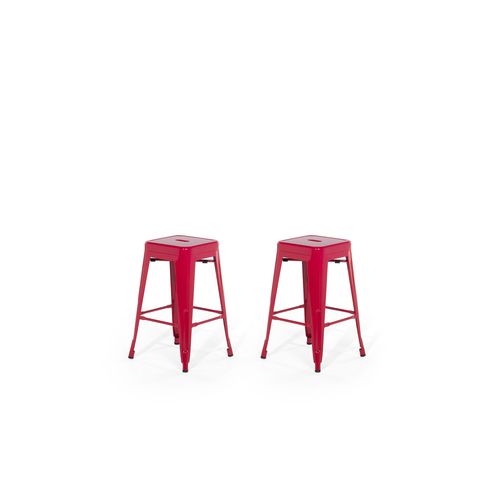 2 Tabourets De Bar Rouge De 60 Cm Cabrillo