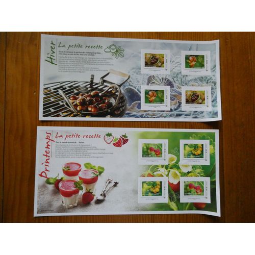 4 Collectors De 4 Timbres Autocollants / Lettre Prioritaire / Thème: Les Fruits Des 4 Saisons (Avec La Petite Recette)