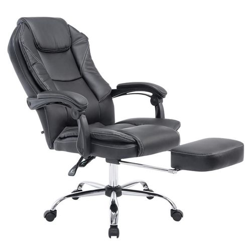 Fauteuil De Bureau Ergonomique En Synthétique Noir Avec Repose-Pieds Et Accoudoirs Bur10375