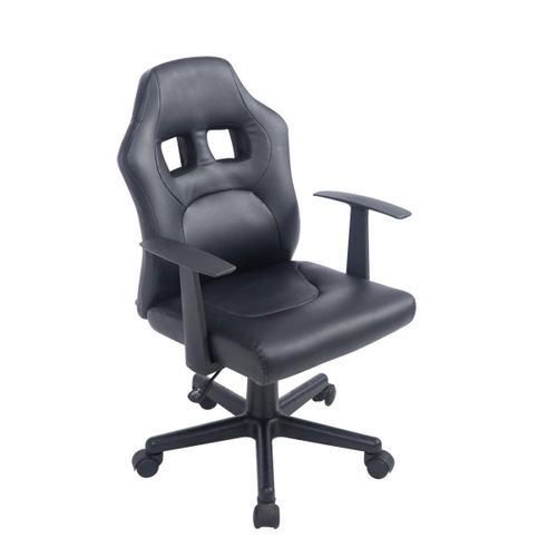Fauteuil Chaise De Bureau Pour Enfant En Synthétique Noir Hauteur Réglable Bur10183