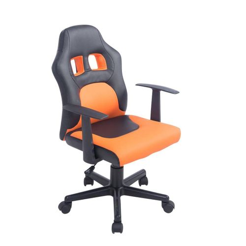 Fauteuil Chaise De Bureau Pour Enfant En Synthétique Orange Hauteur Réglable Bur10186