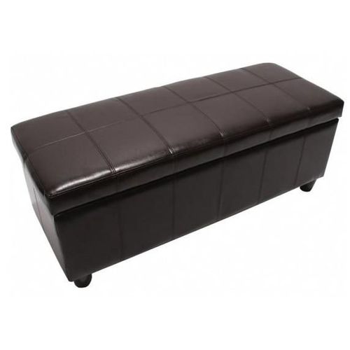 Banc Banquette De Rangement Cuir Reconstitué Marron 112x45x45cm Ban04013