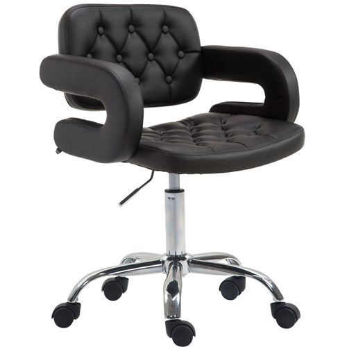 Chaise De Bureau Réglable En Hauteur Pivotante Dossier Et Accoudoir Synthétique Noir Bur10421