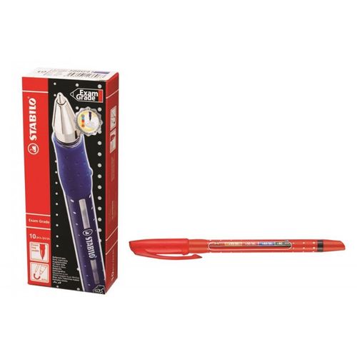Stabilo 588l1040 - Stylo À Bille Stabilo Exam Grade - Rouge - Course 0.45mm - Paquet De 10 Pcs