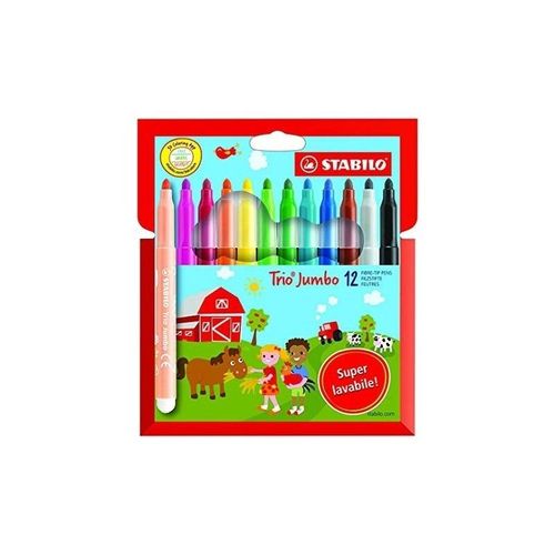 Stabilio It380 / 12 - Trio Jumbo Marqueurs - Couleurs Ass. - Lot De 12 Pcs