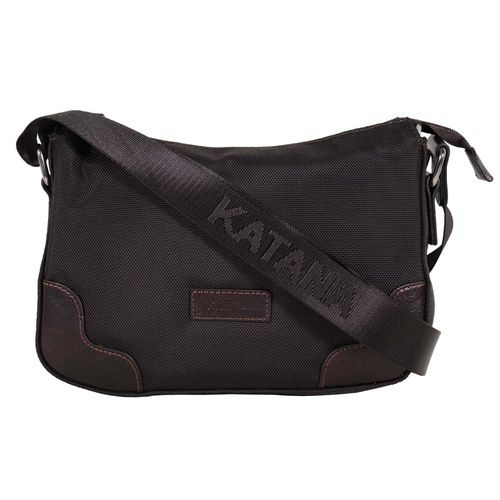 Sac bandoulière KATANA nylon garni cuir réf 6781 choco (4 couleurs disp.