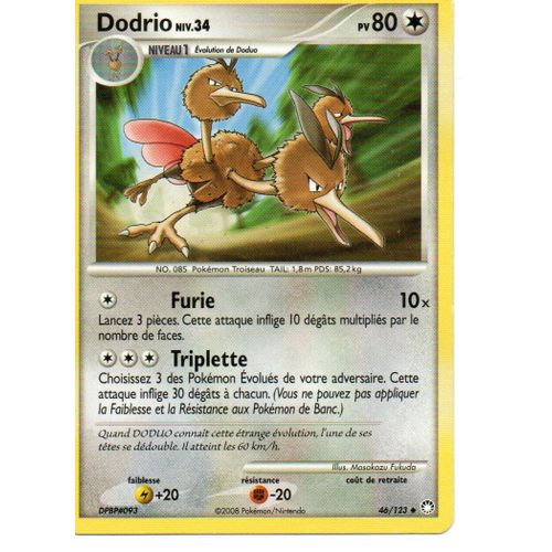 Pokémon Dodrio 46/123 De 2008 Peu Commune En Français 