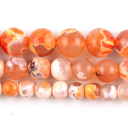 Perles En Pierre D'agates De Feu Orange Naturelles, Rondes, Amples, Pour La Fabrication De Bijoux 6/8/10mm, Bracelet À Faire Soi Même