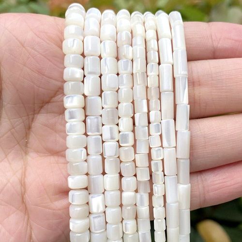Nacre Cylindrique Blanche Naturelle, Coquille Carrée, Perles D'espacement Amples Pour La Fabrication De Bijoux, Bricolage Bracelet Collier Fait À La Main