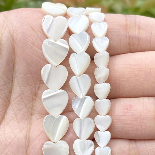 Nacre Blanche Naturelle En Forme De C¿Ur D'amour Pour La Fabrication De Bijoux, Perles D'espacement Amples Pour La Fabrication De Bracelets Et De Colliers Faits À La Main 6/8/10mm