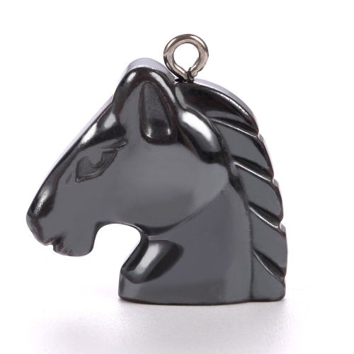 Pendentif Tête De Cheval En Hématite Naturelle, 24x23x5mm, Breloque En Métal, Bijoux, Accessoires Pour La Fabrication De Colliers Pour Femmes Et Hommes