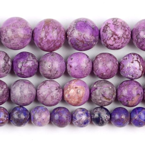 Pierres Naturelles Violettes De Jaspe De Sédiments De Mer, Perles Rondes D'espacement Pour La Fabrication De Bijoux 6/8/10mm Bricolage Bracelet Collier