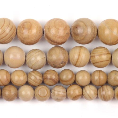Perles Rondes En Pierre De Jaspe En Bois, Ligne Jaune Naturelle, Pour La Fabrication De Bijoux 6/8/10mm, Bracelet À Faire Soi Même
