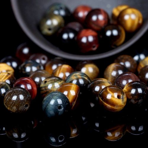Perles En Pierre D'oeil De Tigre Multicolores Naturelles, Rondes, Amples, Pour La Fabrication De Bijoux, Collier 4/6/8/10/12mm