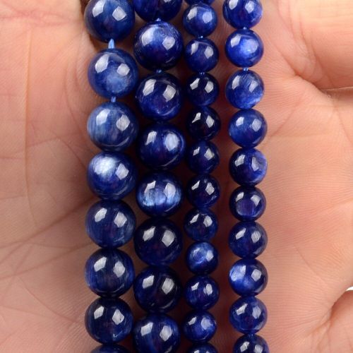 Perle D'espacement En Pierre De Kyanite Bleue Naturelle, Pour La Fabrication De Bijoux, Collier, Bracelet, Diy, 6/8/10/12mm