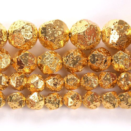 Perles Rondes En Hématite De Cuivre, Pierre Volcanique À Facettes Naturelles, Perles D'espacement Amples Pour La Fabrication De Bijoux Bracelet Diy 6/8/10mm