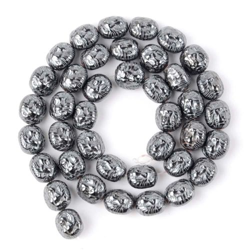 Perles Rondes En Hématite Bouddha Lion, 20 Pièces, Perles Naturelles, Entretoises Amples, Pour La Fabrication De Bijoux, Bracelet Et Collier, Bricolage À La Main