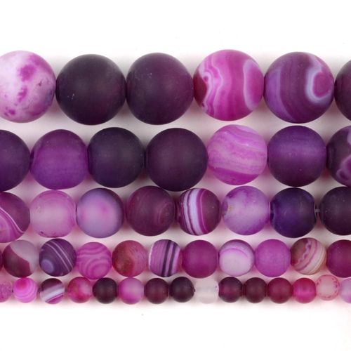 Perles En Pierre D'agates Rayées Rouges, Rose Givrée Naturelle, Perles D'espacement Amples Pour La Fabrication De Bijoux 4/6/8/10/12mm, Bracelet Fait À La Main