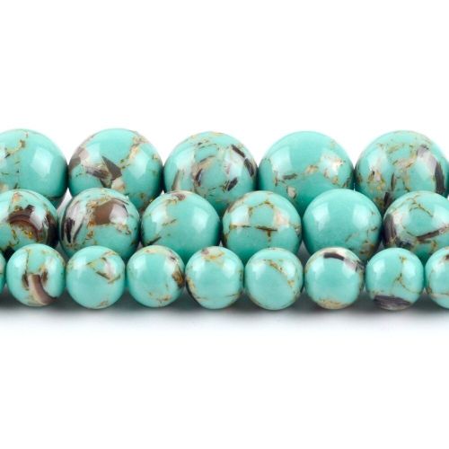 Pierres Turquoises Howlite En Coquillage Bleu Clair Naturel, Perles Rondes En Vrac Pour La Fabrication De Bijoux, Bracelet Fait À La Main 4/6/8/10/12mm